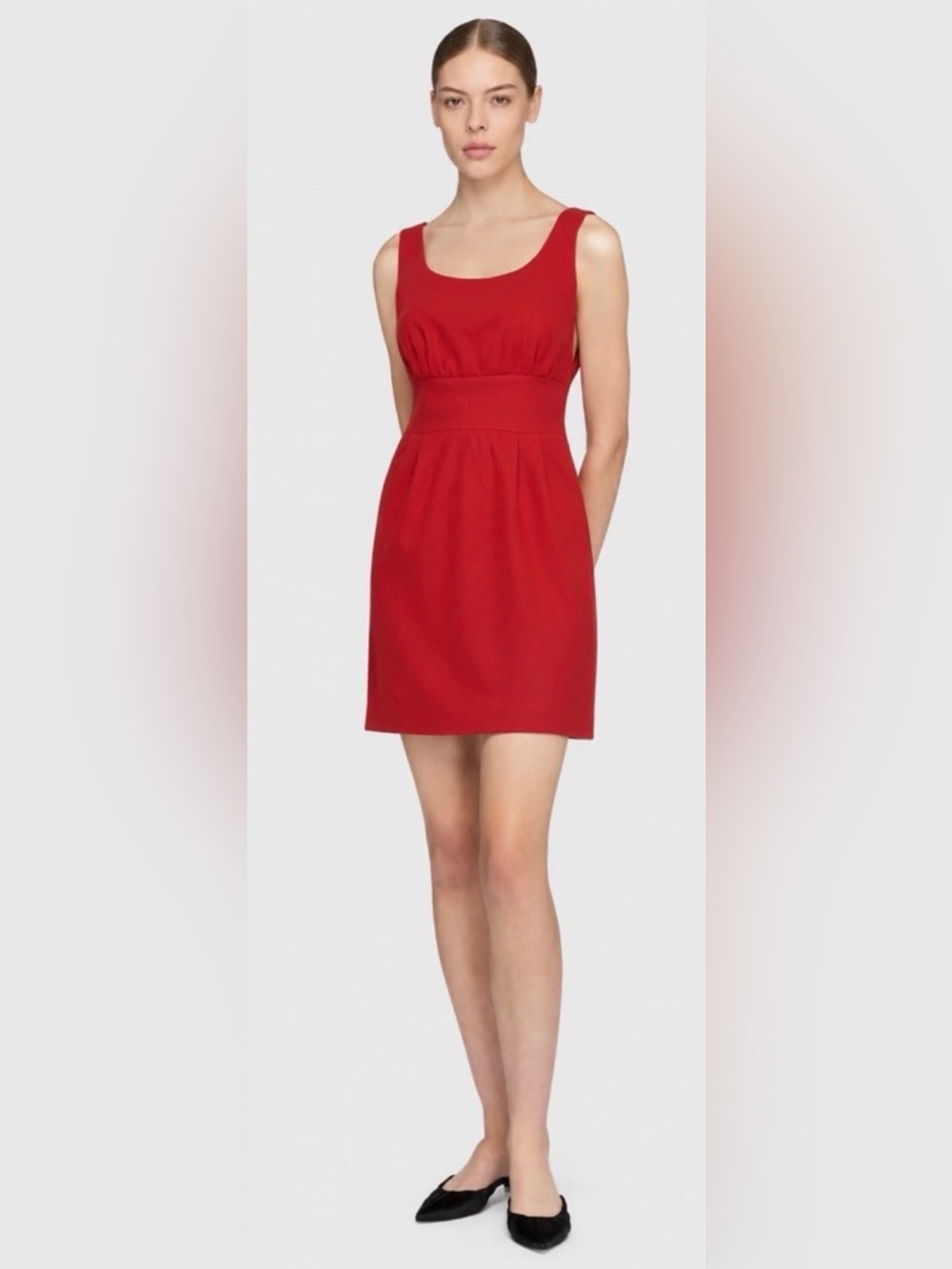 Loeffler Randall 100%Wool Red Sleeveless Cutout Open Back Sheath Mini Dress Sz 4